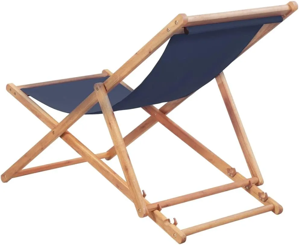 Teak Outdoor Furniture,fire Pit Chairs,Living Room Furniture,Folding Beach Chair Fabric and Wooden Frame BlueFor Gardens, patios, Balconies