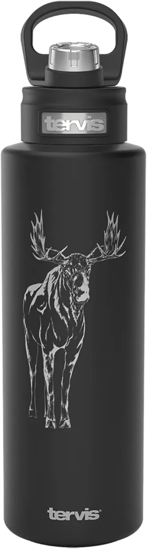 Tervis Moose on The Loose Engraved on Onyx Shadow Water, 40oz Wide Mouth Bottle, Stainless Steel