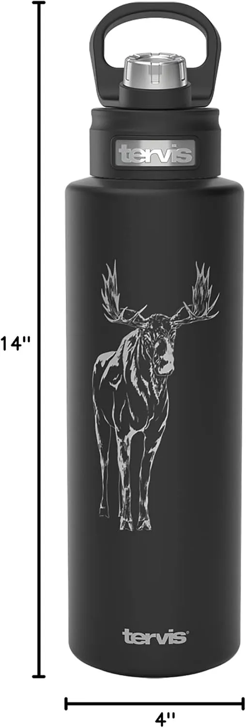 Tervis Moose on The Loose Engraved on Onyx Shadow Water, 40oz Wide Mouth Bottle, Stainless Steel