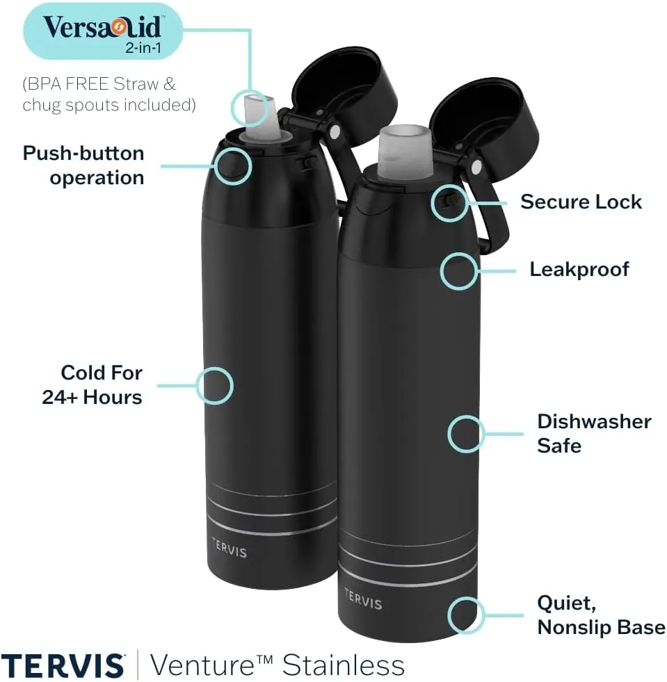 Tervis Venture Water Bottle NFL® San Francisco 49ers - Full Speed Triple Walled Insulated Tumbler Travel Cup Keeps Drinks Cold & Hot, 36oz, Stainless Steel