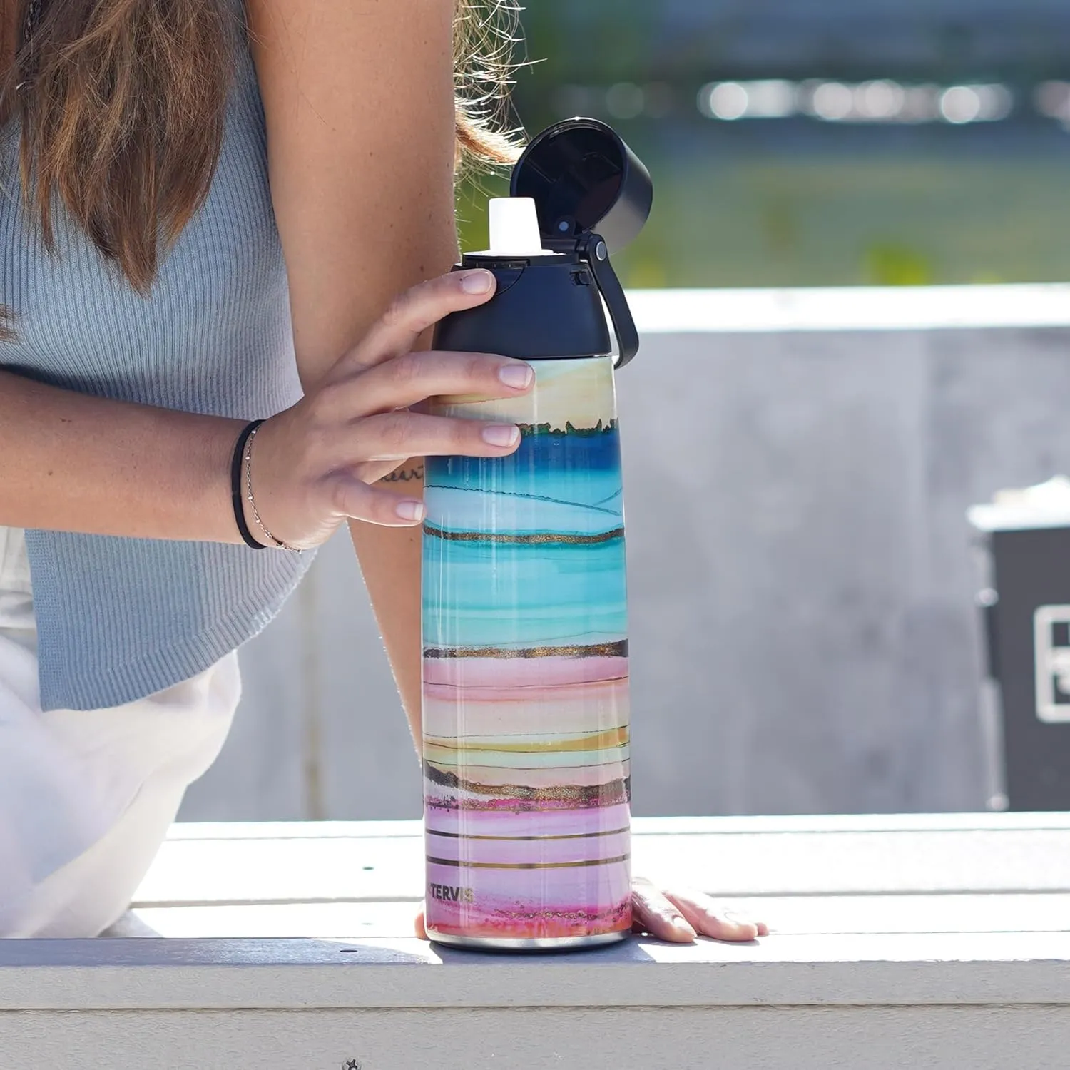 Tervis Venture Water Bottle NFL® Washington - Full Speed Triple Walled Insulated Tumbler Travel Cup Keeps Drinks Cold & Hot, 36oz, Stainless Steel