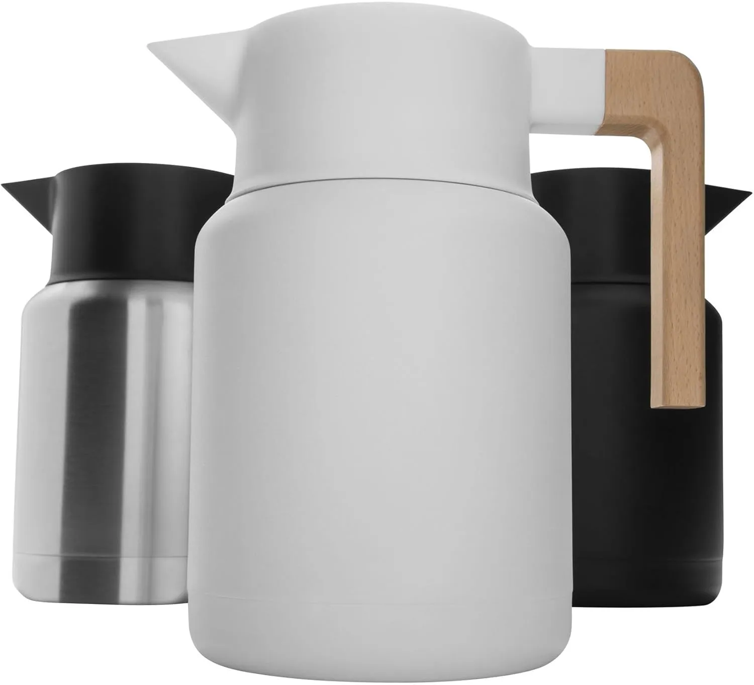 Thermal Coffee Carafe 50 Oz - Large Stainless Steel Insulated Carafe - 1.5 Liter Double Walled Vacuum Thermos Coffee and Beverage Dispenser with Tea Infuser and Strainer (White)