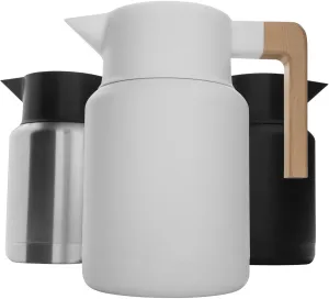 Thermal Coffee Carafe 50 Oz - Large Stainless Steel Insulated Carafe - 1.5 Liter Double Walled Vacuum Thermos Coffee and Beverage Dispenser with Tea Infuser and Strainer (White)