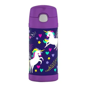 Thermos Drink Bottle - FUNtainer­ Stainless Steel Vacuum Insulated Drink Bottle 355ml PURPLE UNICORN
