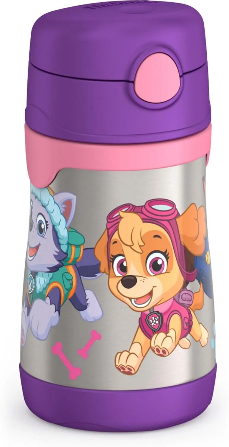 THERMOS Vacuum Insulated Stainless Steel 10oz Straw Bottle, Paw Patrol Girl
