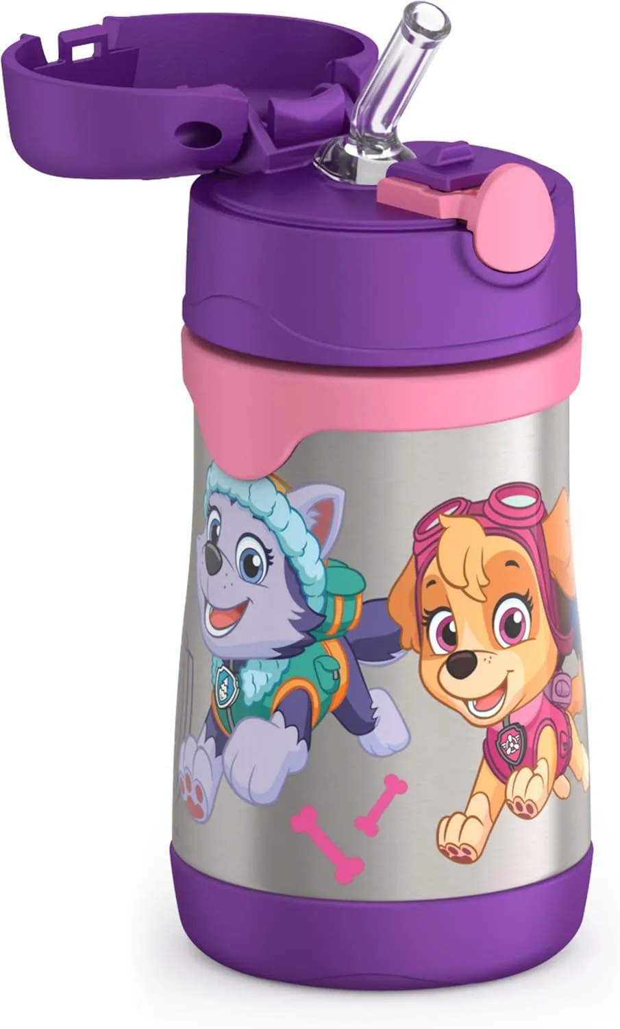 THERMOS Vacuum Insulated Stainless Steel 10oz Straw Bottle, Paw Patrol Girl