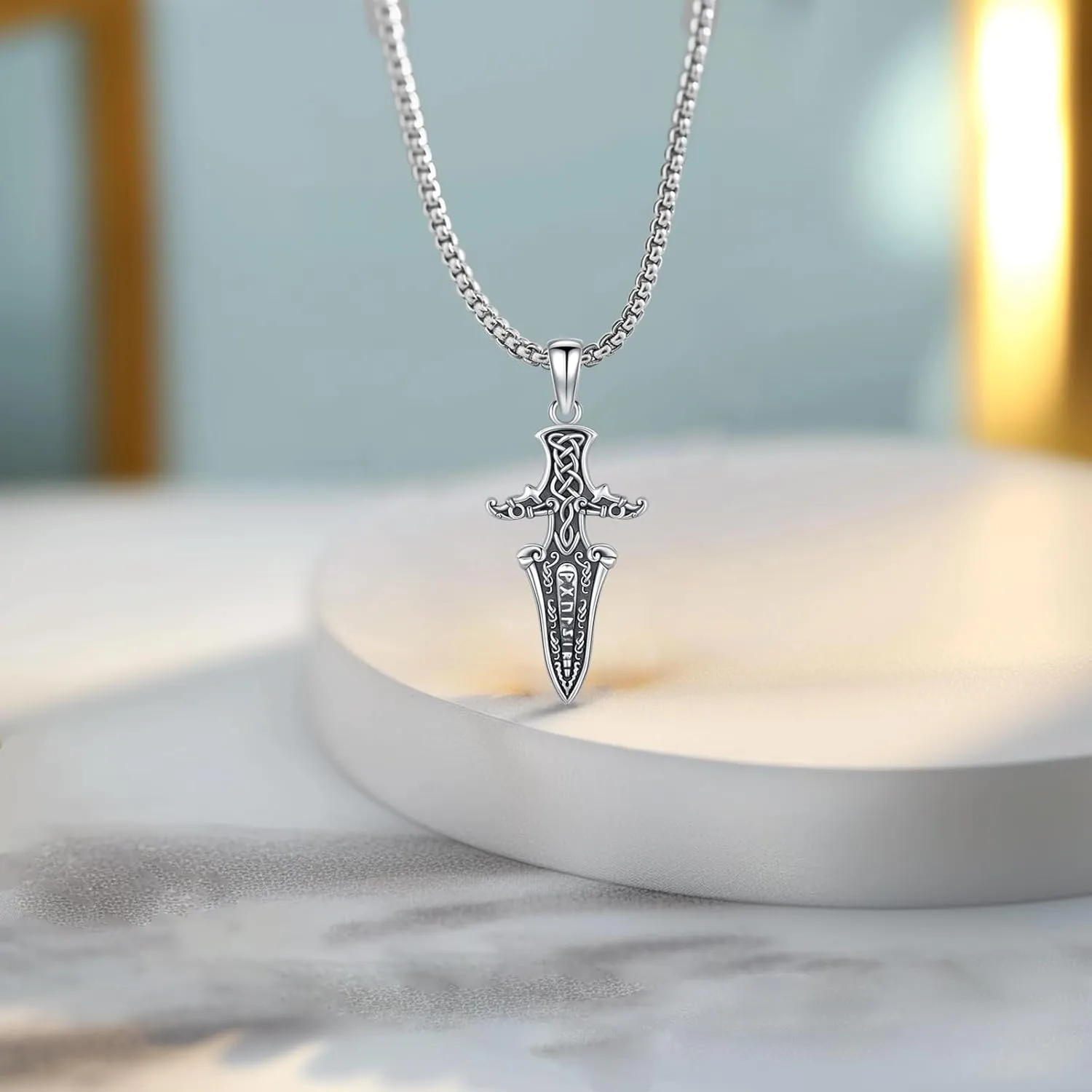 Thors Hammer Necklace/Viking Tree of Life/Valknut/Vegvisir/Triskelion/Sword/Spear Point Arrowhead/Urn Necklace for Ashes/Compass Necklace 925 Sterling Silver Amulet Jewelry for Men Women