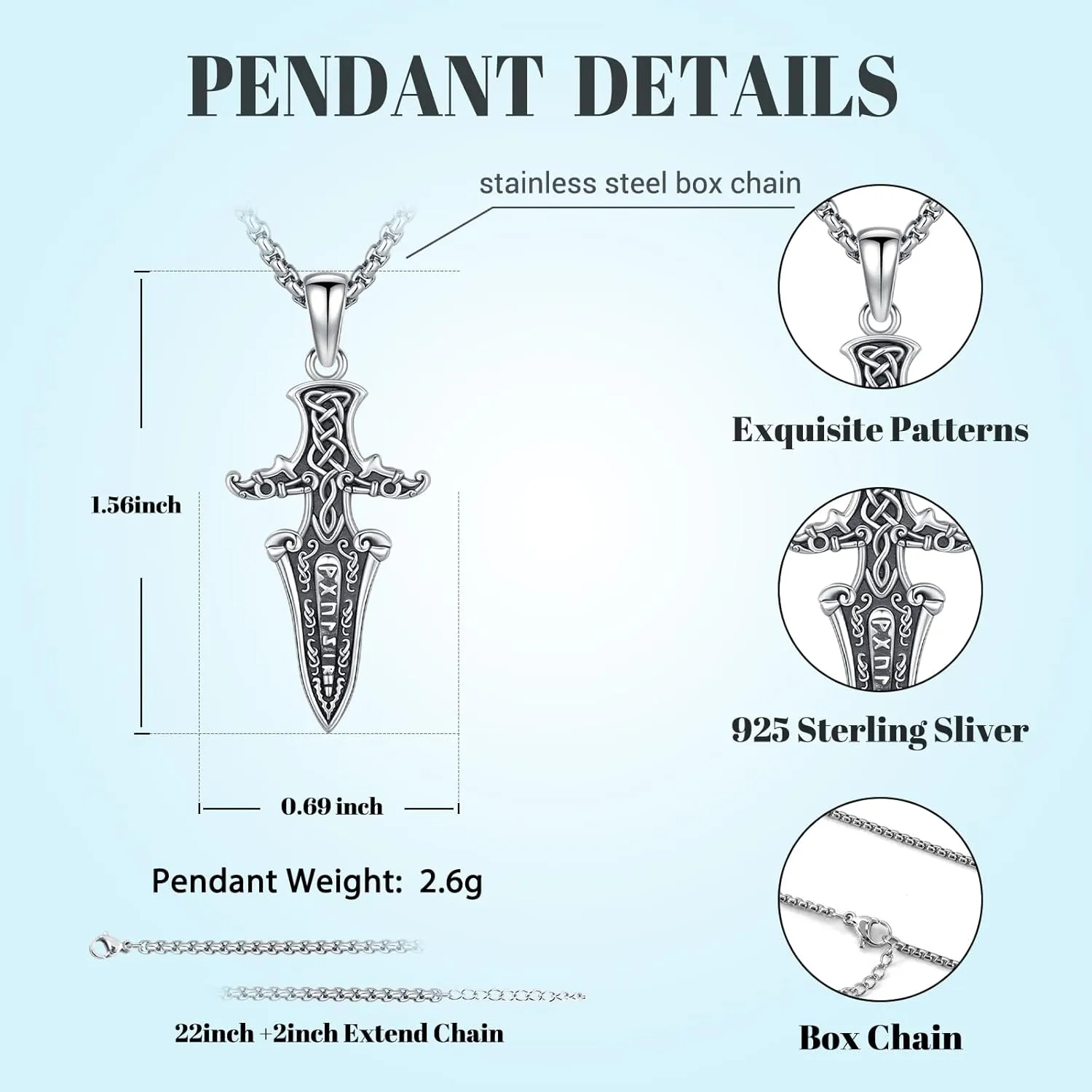 Thors Hammer Necklace/Viking Tree of Life/Valknut/Vegvisir/Triskelion/Sword/Spear Point Arrowhead/Urn Necklace for Ashes/Compass Necklace 925 Sterling Silver Amulet Jewelry for Men Women