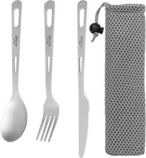 Titanium Camping Flatware Knife Fork Spoon Set, Ultralight Travel Utensils with Carry Bag,Portable Camping Cutlery Set for Hiking, Backpacking,Picnic,Dishwasher Safe