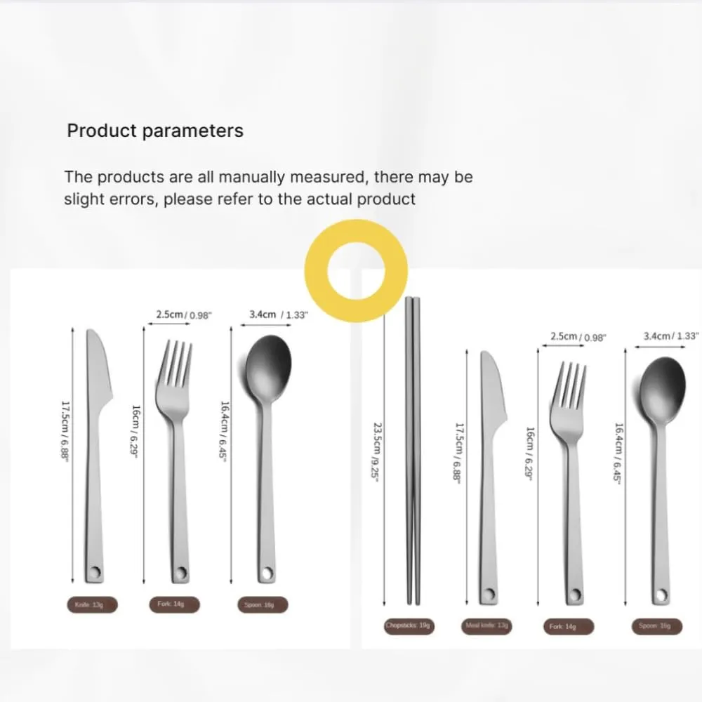 Titanium Flatware Portable Lightweight Cutlery Set Pure Titanium Spoon Spork Knife Chopsticks Includes Keyhole for Easy Storage EDC Tableware (3)