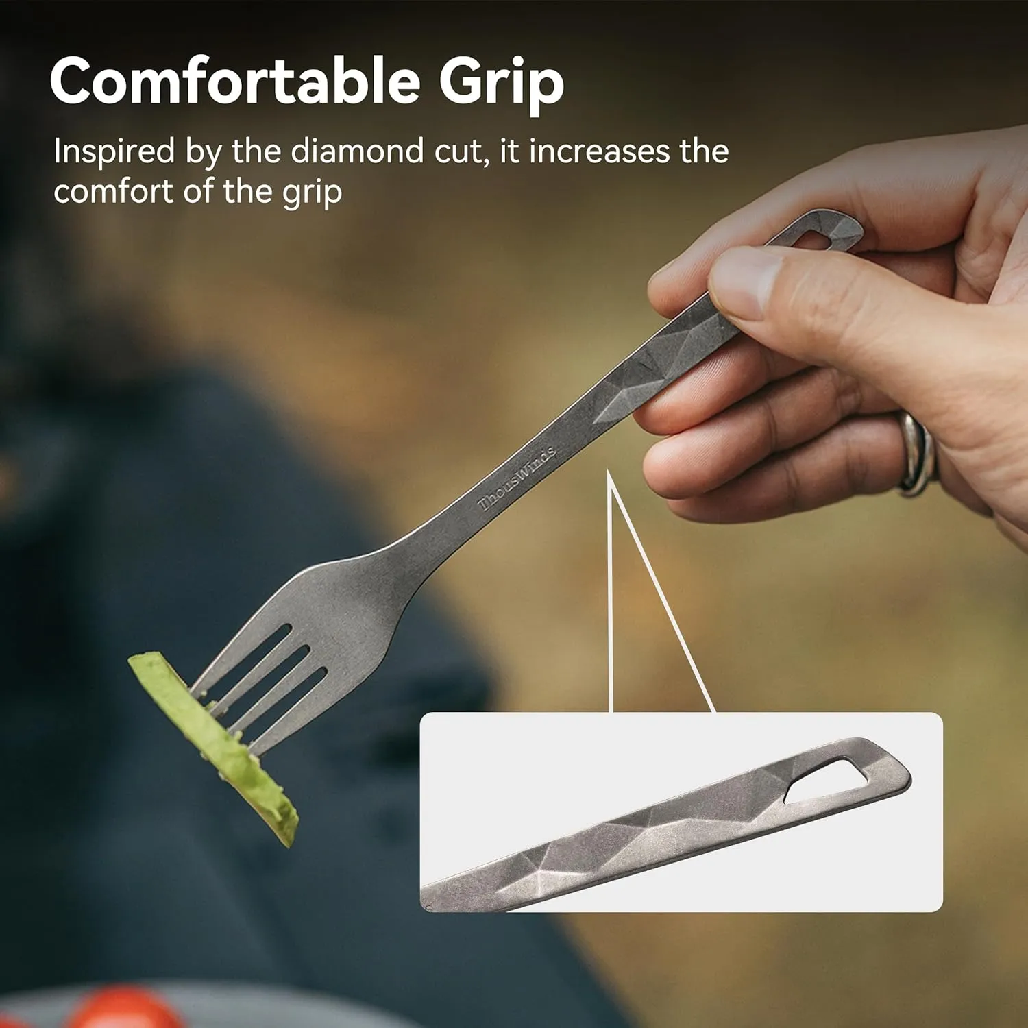 Titanium Fork, Ultralight Camping Fork, Portable Reusable Flatware for Outdoor Backpacking Hiking Picnic Travel, with Storage Bag