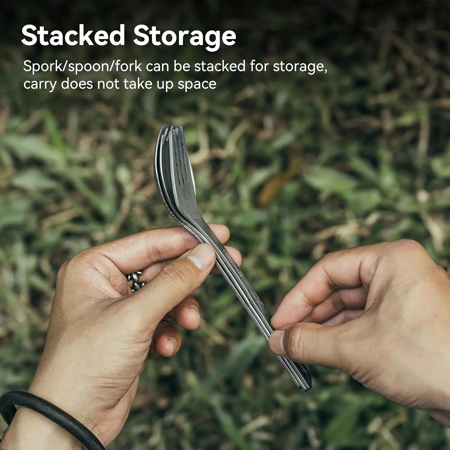 Titanium Fork, Ultralight Camping Fork, Portable Reusable Flatware for Outdoor Backpacking Hiking Picnic Travel, with Storage Bag