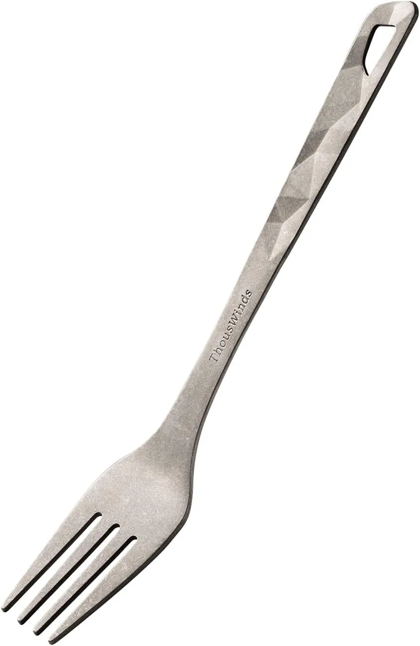 Titanium Fork, Ultralight Camping Fork, Portable Reusable Flatware for Outdoor Backpacking Hiking Picnic Travel, with Storage Bag