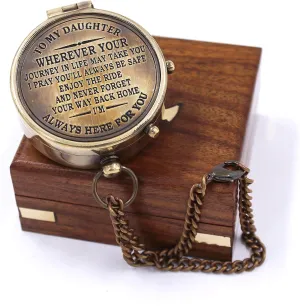 to My Daughter Compass – Graduation Gifts for Daughter from Dad or Mom – Birthday, Confirmation, Camping Gift for Daughter – Engraved Compass with Gift Box