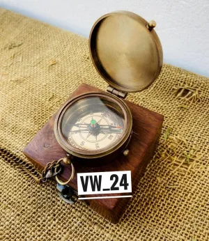 to My Husband Quote Engraved Compass with Wooden Box for Home & Office Decor.