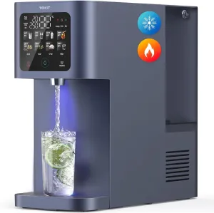 TOKIT T1 Ultra Reverse Osmosis Water Filter Countertop Dual UV Cold & Hot Water Dispenser 5℃ Cooling and Instant Heating RO Water Filtration System 8 Temp Choice, NSF/ANSI 58, No Installation for Home