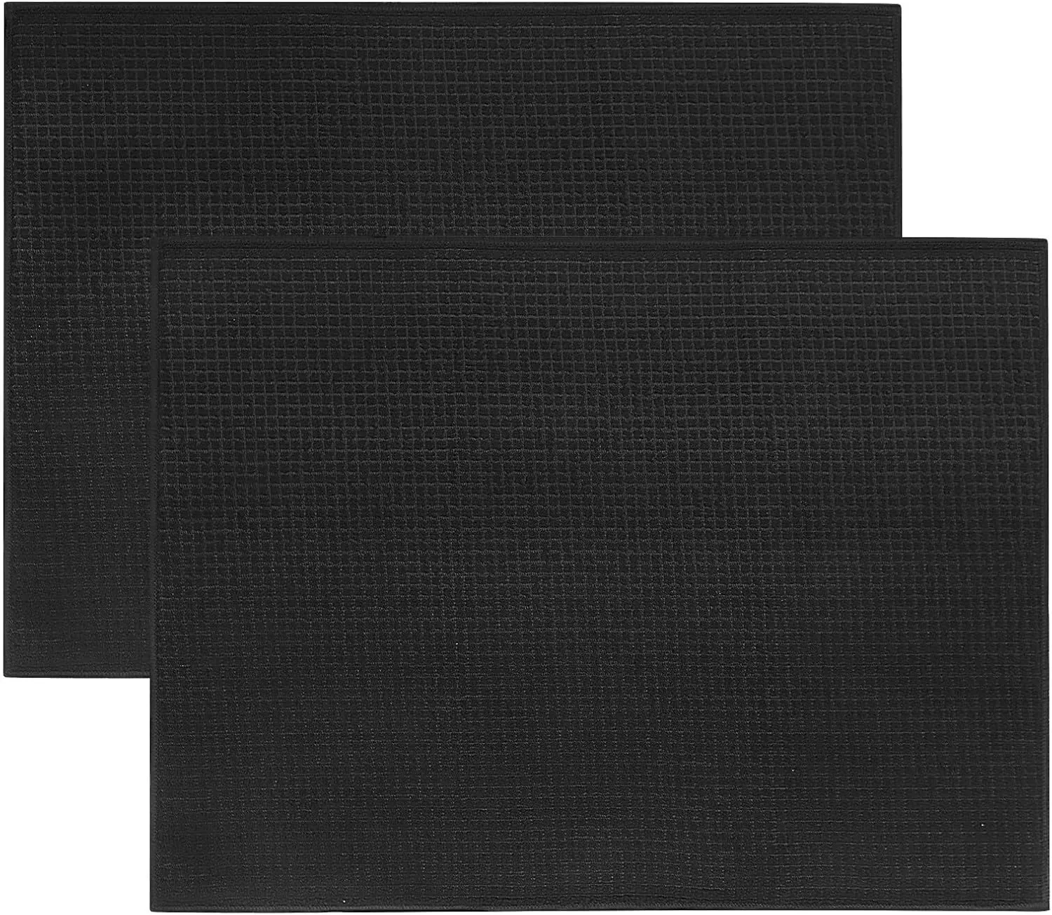 Topsky Microfiber Dish Drying Mat 2 Pack, 20 X 15 Inch Kitchen Counter Mats Reversible Baby Bottles Dish Dry Pad,Super Absorbent (Black)