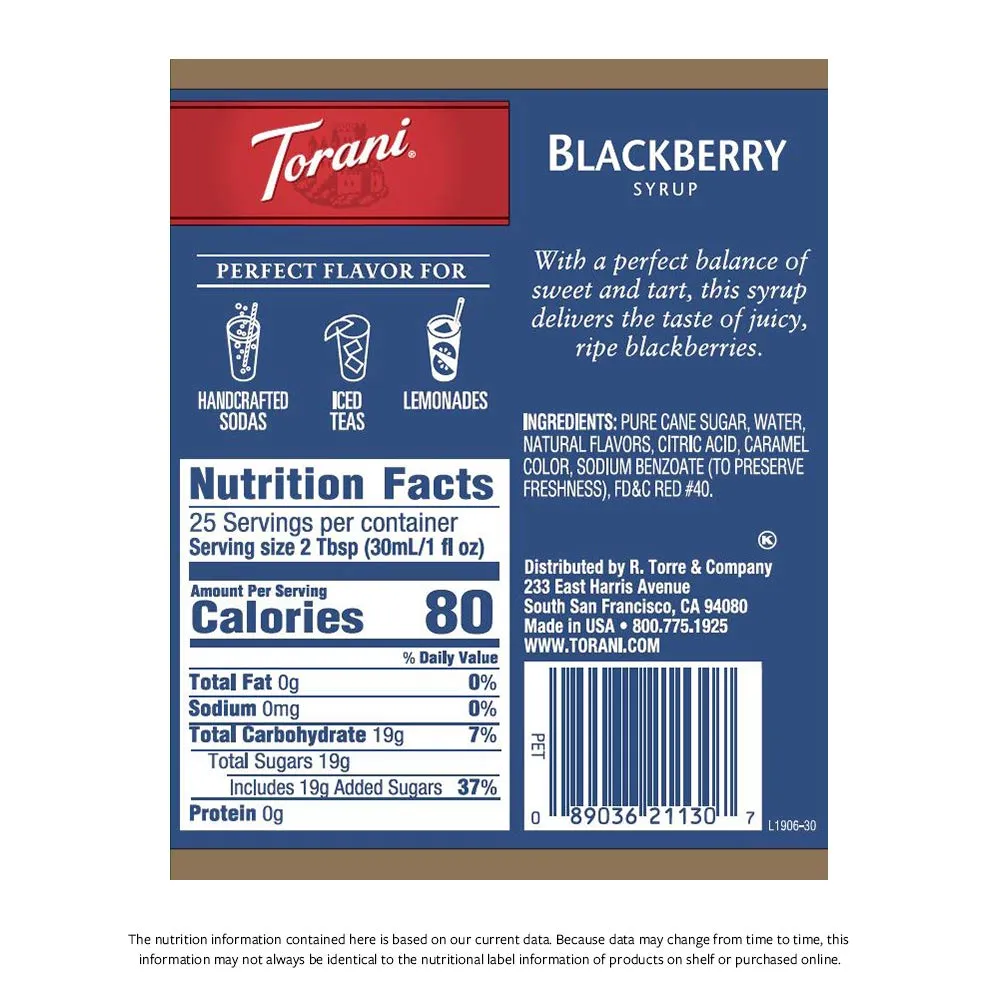 Torani Syrup, Blackberry, 25.4 Ounces (Pack of 4)