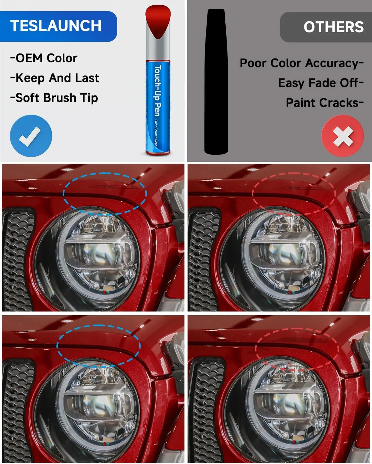 Touch Up Paint Compatible with Jeep Exact Match Touch Up Paint Car Scratch Repair (Deep Cherry Red Crystal Pearl(PRP/JRP) Compatible with Cherokee/Compass/Grand-Cherokee/Patriot)