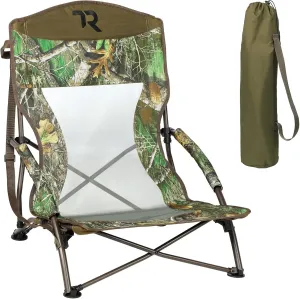 TR Low Camping Chair,Low Lawn Chairs for Concerts Lightweight Heavy Duty,Low Chair with Carry Bag for Outdoor Camping Travel Turkey Hunting