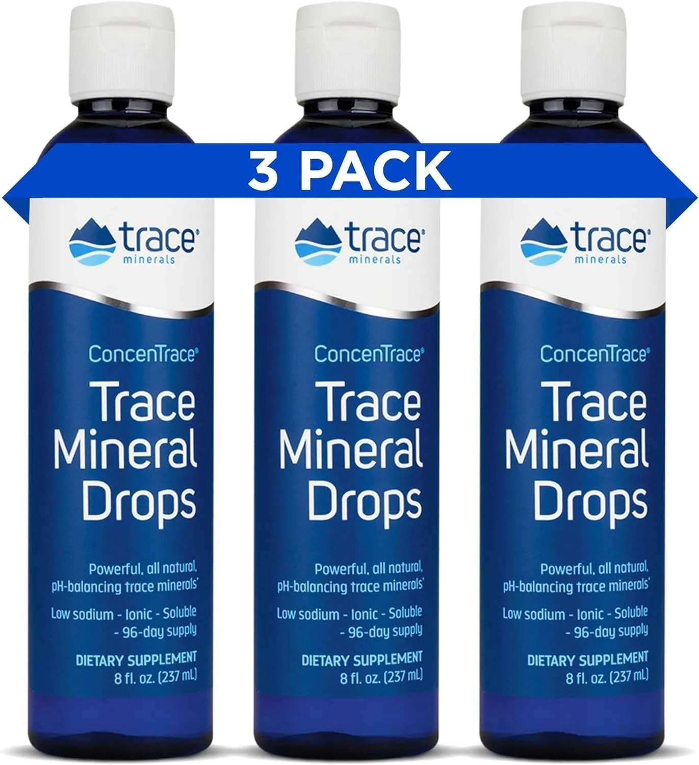 Trace Minerals ConcenTrace Drops | Full Spectrum Minerals | Ionic Liquid Magnesium, Chloride, Potassium | Low Sodium | Energy, Electrolytes, Hydration | 288 Day Supply, 8 fl oz (Pack of 3)