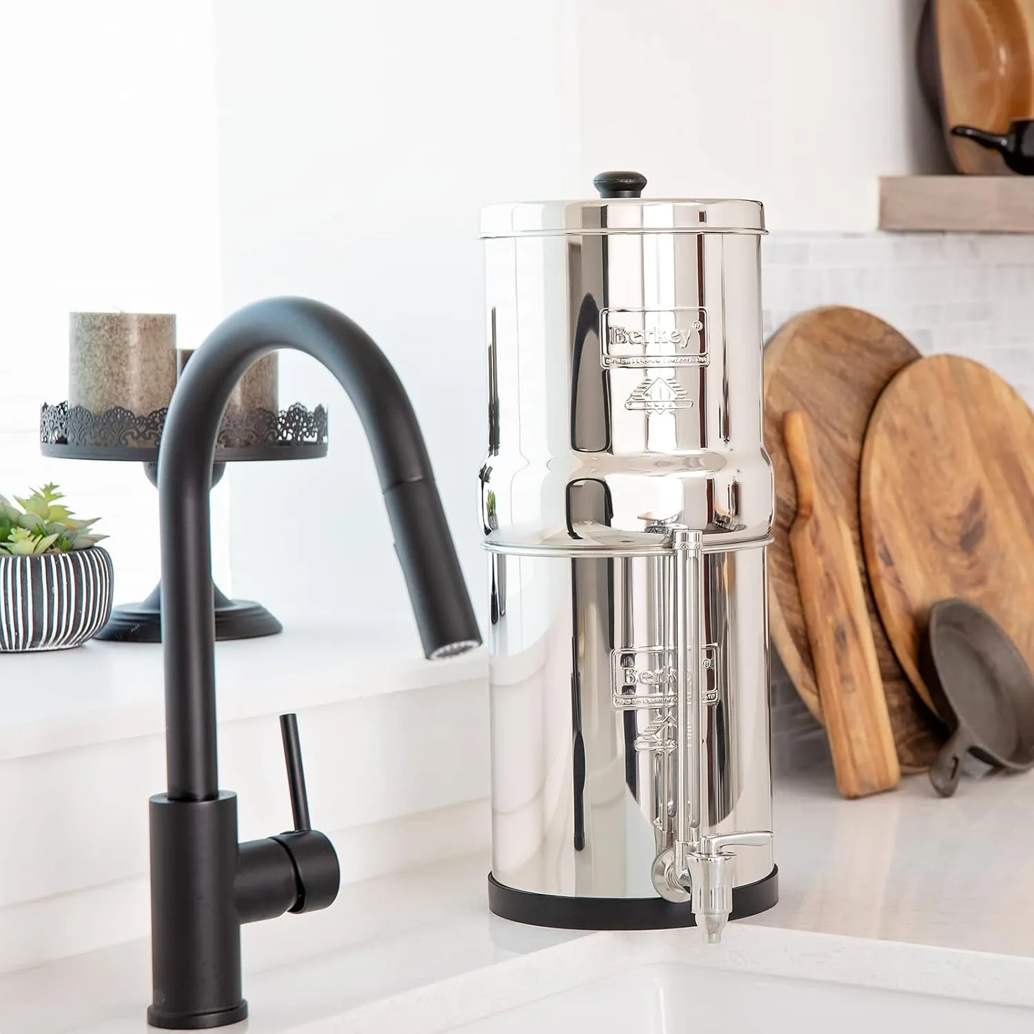Travel Berkey Gravity-Fed Water Filter System with 2 Black Berkey Elements and Stainless Steel Spigot
