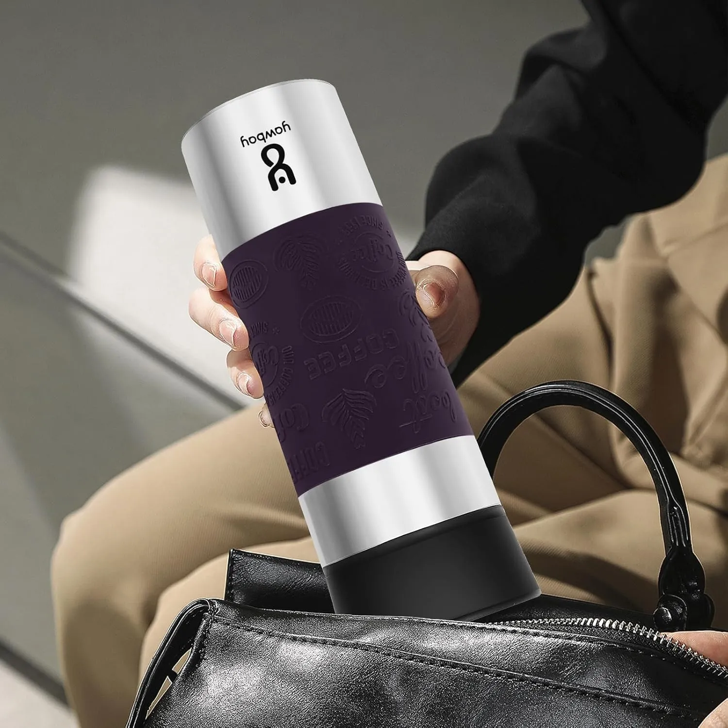 Travel Coffee Mug Spill Proof,17 Oz Travel Mug with 360°Drinking Lid,Double Wall Vacuum Insulated Coffee Travel Mug Stainless Steel Tumbler Thermal Coffee Mugs for Hot and Cold Drinks(Purple)