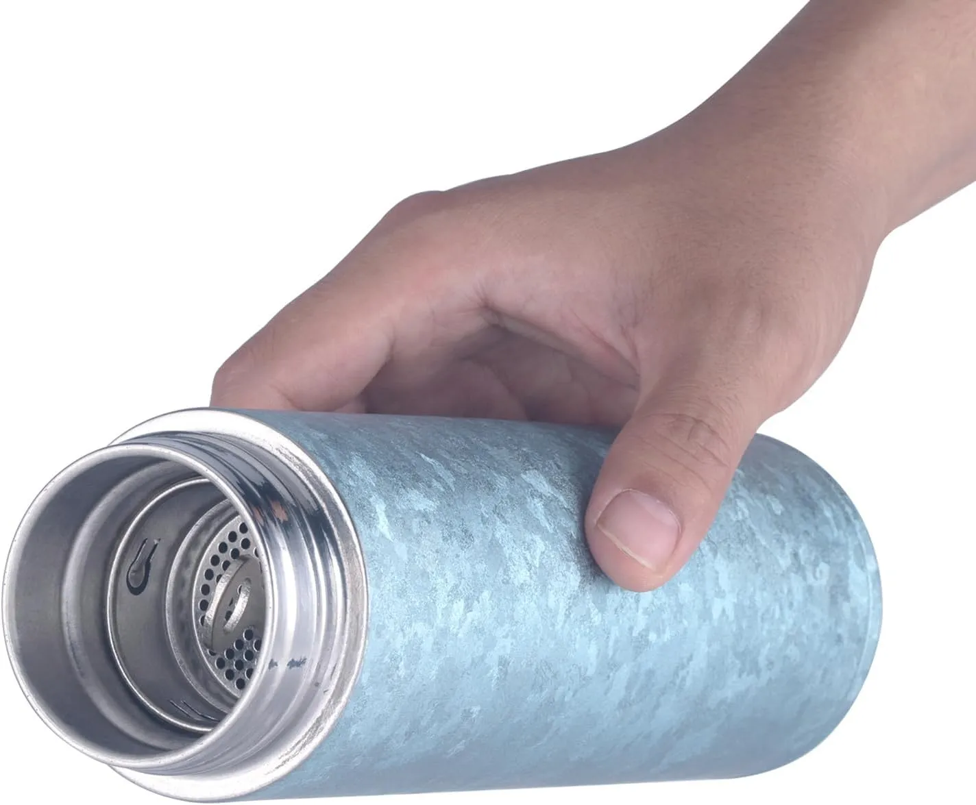 Travel Insulated Water Bottle 450ml Lightweight with Tea Filter Titanium Vacuum Flask Outdoor Water Bottles for Camping Backpacking Hiking