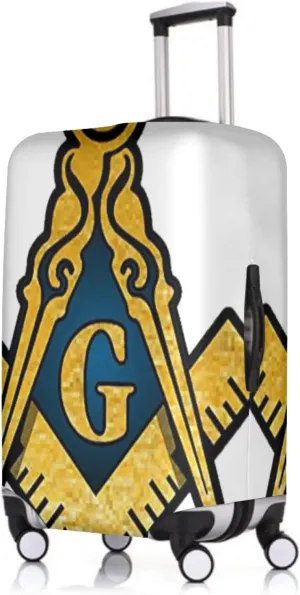 Travel Luggage Cover Masonic Series Freemason Compass Square Suitcase Protector   Travel Luggage Tags Bag Tags Elastic Fits 22-25 Inch Luggage-Medium