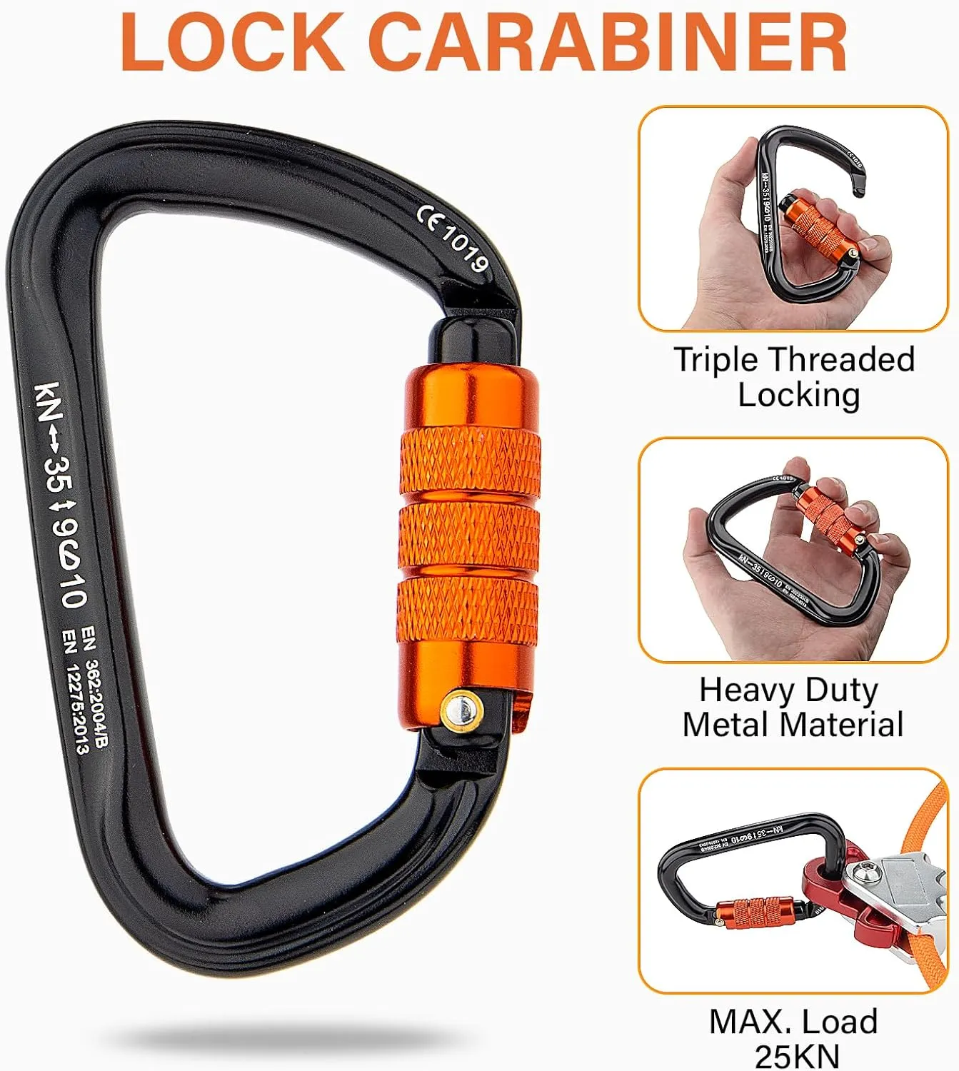 TRSMIMA Steel Wire Core Flipline Arborist Climbing Tree Lanyard Kit with Swivel Snap Hook, Triple Lock Carabiner, Rope Grab Adjuster - 10ft Fall Protection, 1/2" Galvanized Steel Cable