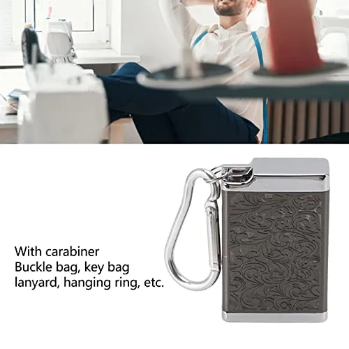 Ubersweet® Portable Ashtray, Fireproof Aluminum Alloy Ashtray Wear-Resistant Ashtray with Carabiner for Office Room (Black)