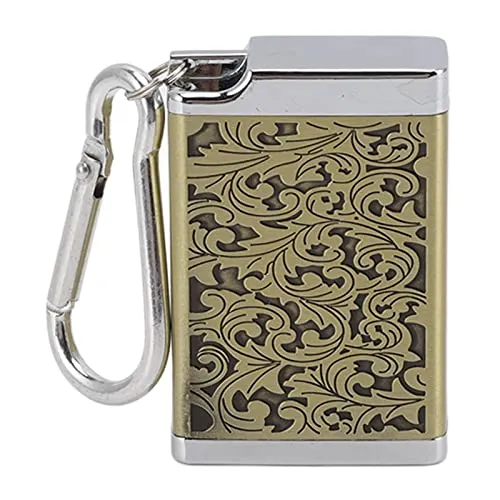Ubersweet® Portable Ashtray, Fireproof Aluminum Alloy Ashtray Wear-Resistant Ashtray with Carabiner for Office Room (Gold)