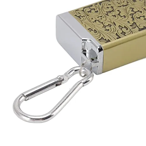 Ubersweet® Portable Ashtray, Fireproof Aluminum Alloy Ashtray Wear-Resistant Ashtray with Carabiner for Office Room (Gold)