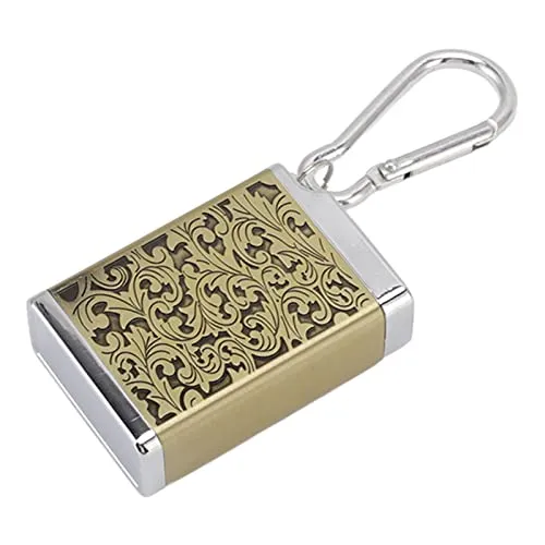 Ubersweet® Portable Ashtray, Fireproof Aluminum Alloy Ashtray Wear-Resistant Ashtray with Carabiner for Office Room (Gold)