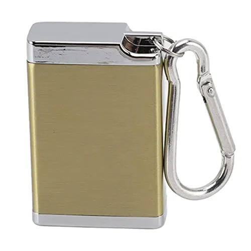 Ubersweet® Portable Ashtray, Fireproof Aluminum Alloy Ashtray Wear-Resistant Ashtray with Carabiner for Office Room (Gold)