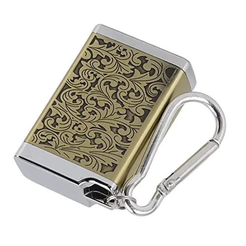 Ubersweet® Portable Ashtray, Fireproof Aluminum Alloy Ashtray Wear-Resistant Ashtray with Carabiner for Office Room (Gold)