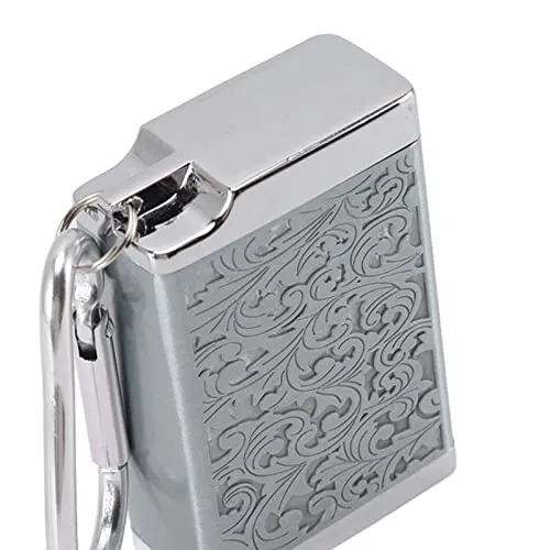Ubersweet® Portable Ashtray, Fireproof Aluminum Alloy Ashtray Wear-Resistant Ashtray with Carabiner for Office Room (Silver)