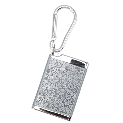 Ubersweet® Portable Ashtray, Fireproof Aluminum Alloy Ashtray Wear-Resistant Ashtray with Carabiner for Office Room (Silver)