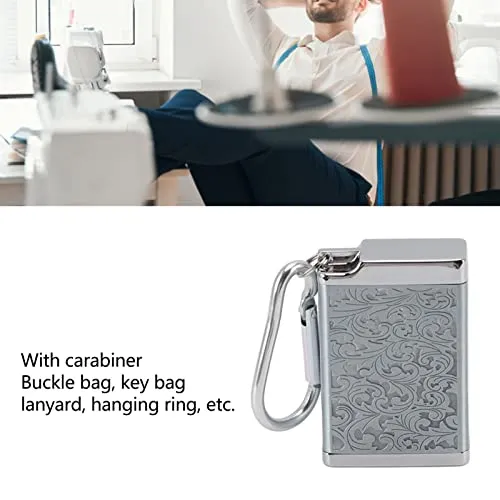 Ubersweet® Portable Ashtray, Fireproof Aluminum Alloy Ashtray Wear-Resistant Ashtray with Carabiner for Office Room (Silver)