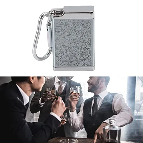 Ubersweet® Portable Ashtray, Fireproof Aluminum Alloy Ashtray Wear-Resistant Ashtray with Carabiner for Office Room (Silver)