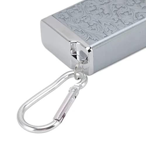 Ubersweet® Portable Ashtray, Fireproof Aluminum Alloy Ashtray Wear-Resistant Ashtray with Carabiner for Office Room (Silver)