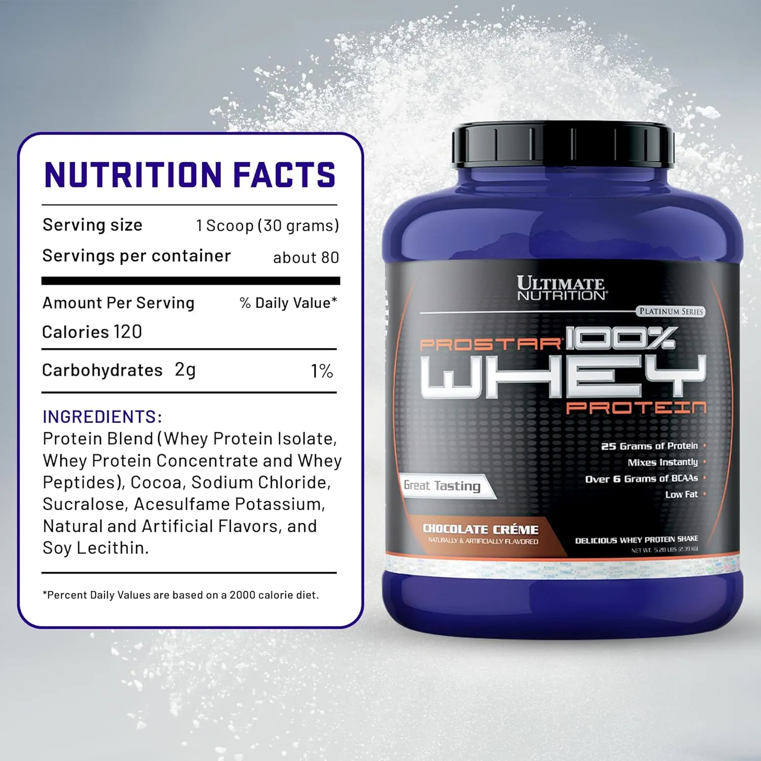 Ultimate Nutrition Prostar Whey Protein Powder Isolate, Chocolate - Low Carb, High Protein Powder Shake for Muscle Gain & Recovery - Low Sodium, Low-Fat & Keto Friendly - 5.28 lbs Tub