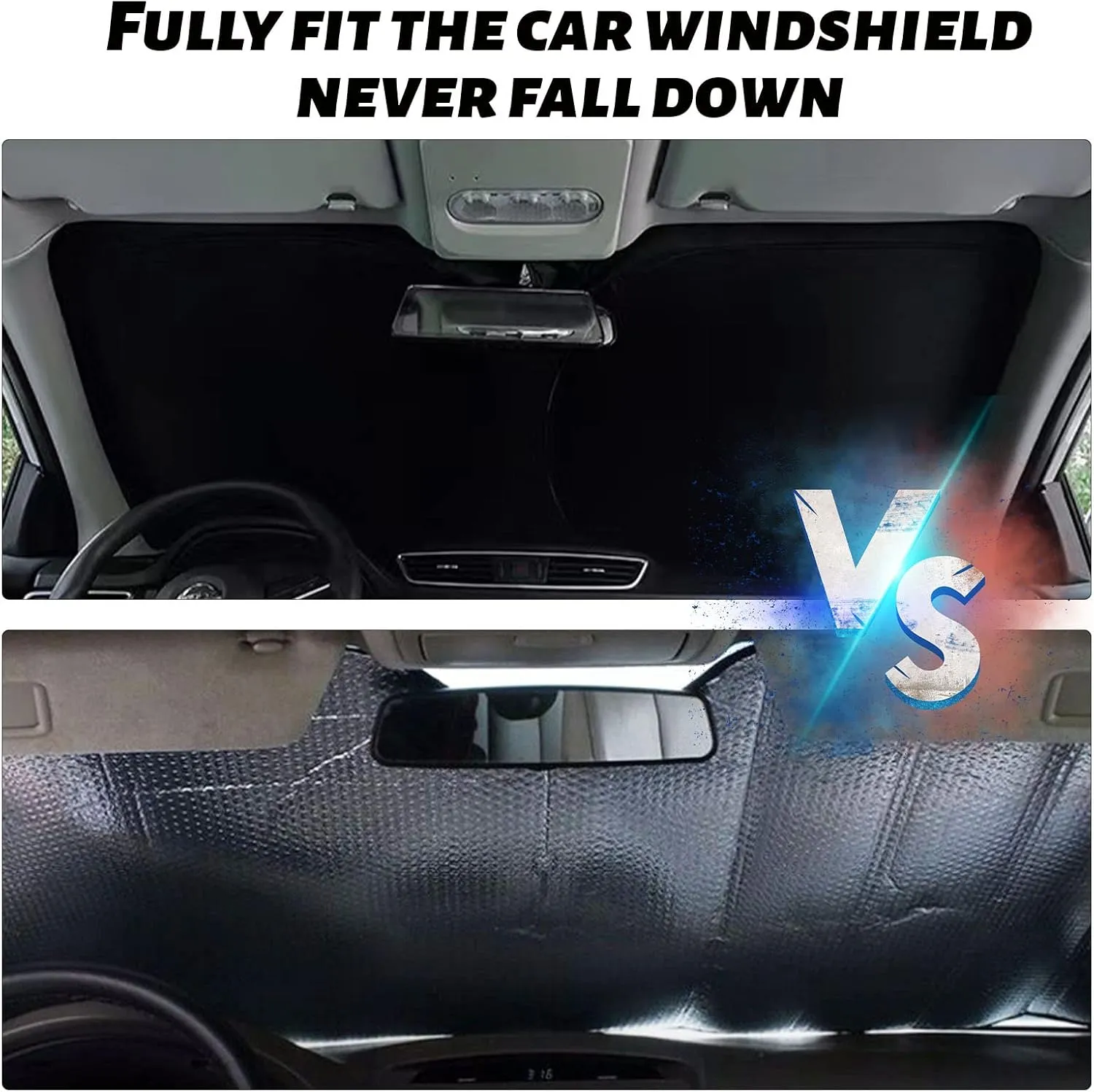 Upgrade Windshield Sun Shade with USA Flag for Jeep Compass 2017-2023, Foldable Windshield Sun Visor Blocks UV Rays