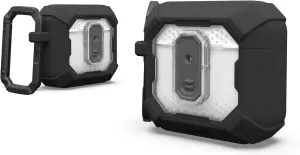 URBAN ARMOR GEAR UAG Designed for AirPods (4th Gen, 2024) Protective Case with Lock Plasma, Rugged Hard Shell Military Grade Protective Cover with Secure Lock Lid & Detachable Carabiner Clip, Black