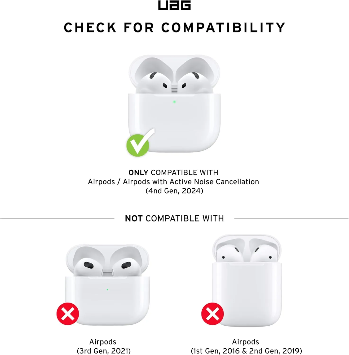 URBAN ARMOR GEAR UAG Designed for AirPods (4th Gen, 2024) Protective Case with Lock Plasma, Rugged Hard Shell Military Grade Protective Cover with Secure Lock Lid & Detachable Carabiner Clip, Black