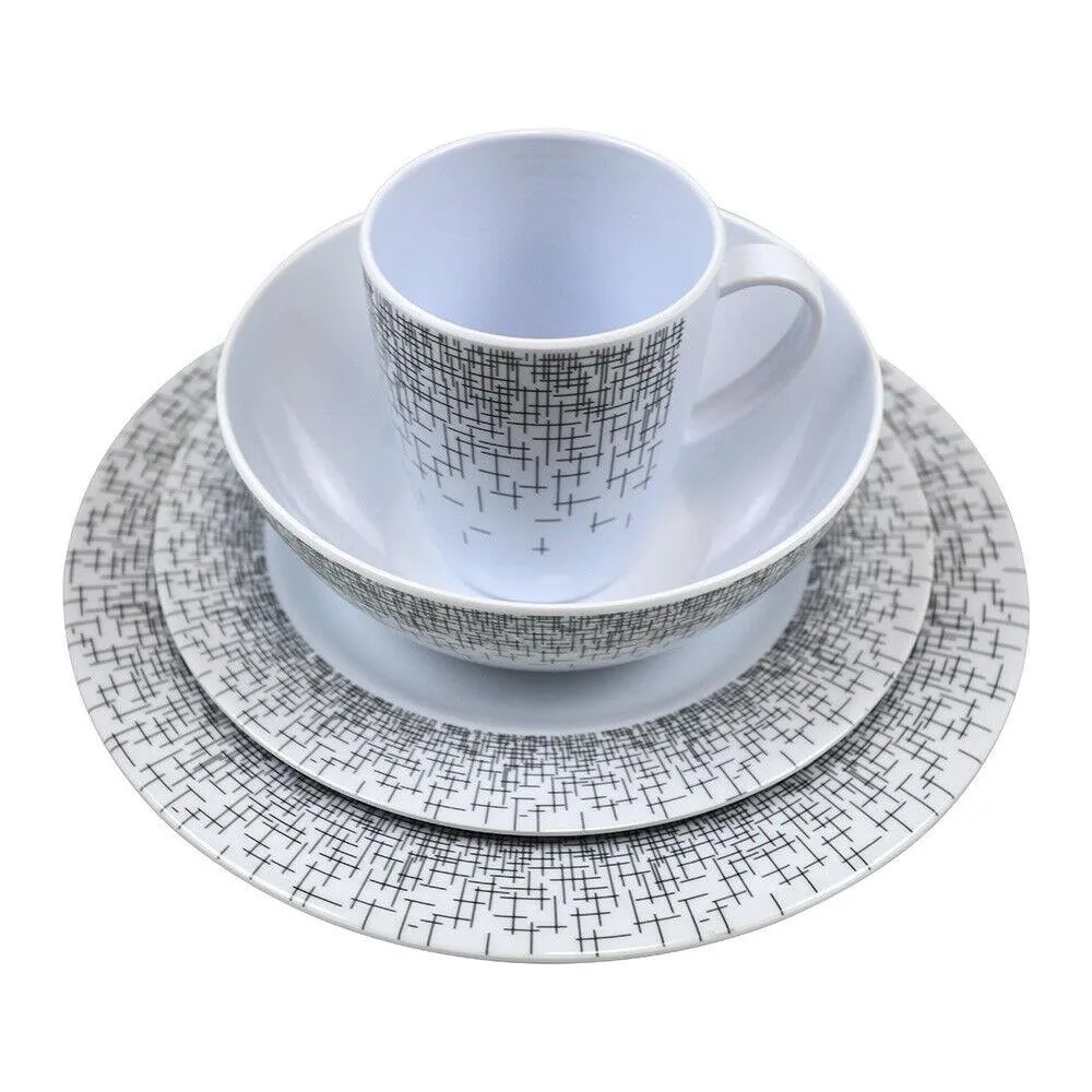 Vango Lightweight 16 Piece Alfresco Melamine Dinner Tableware Set