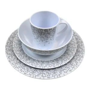 Vango Lightweight 16 Piece Alfresco Melamine Dinner Tableware Set