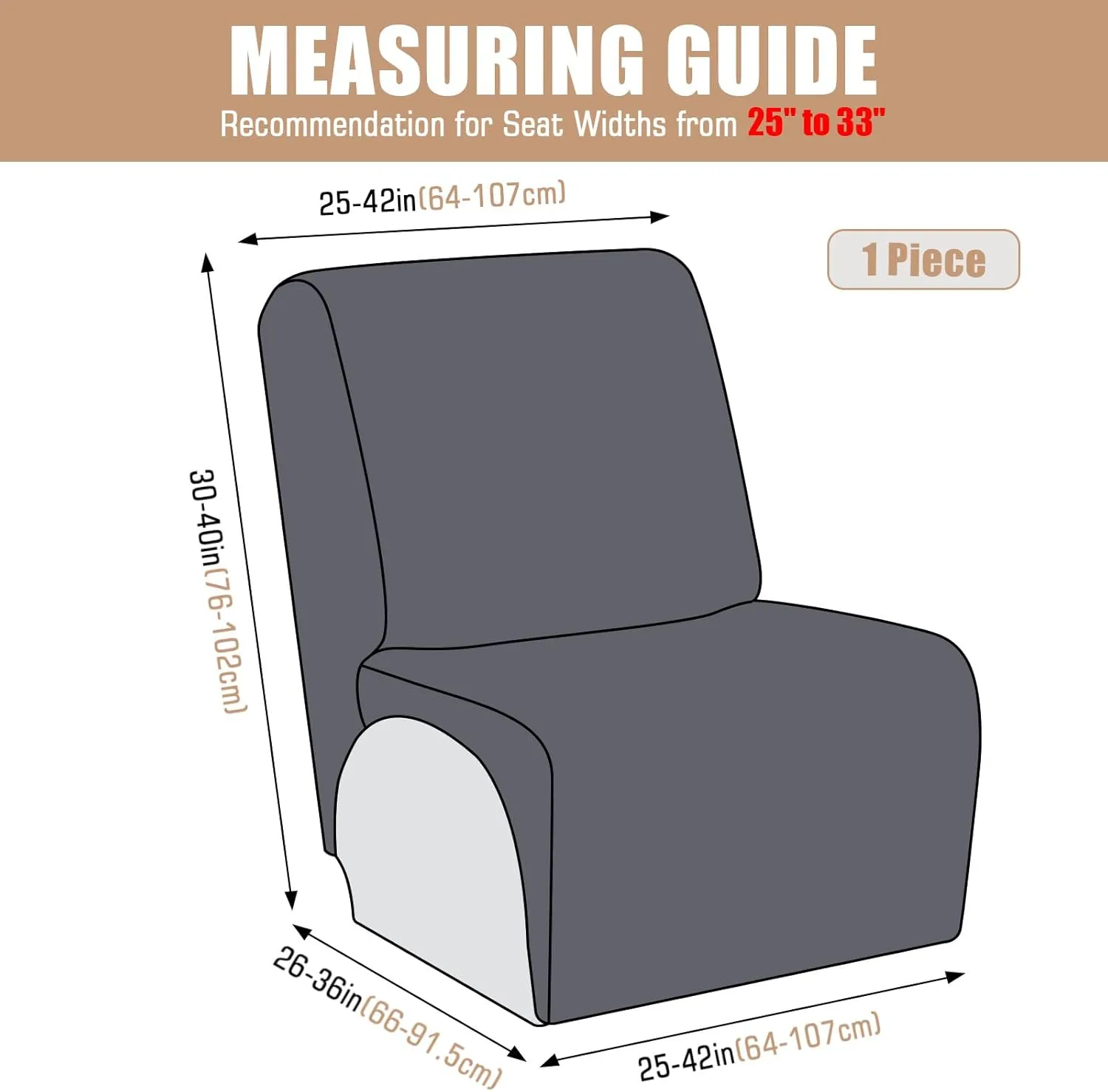VANSOFY Extra Large Reclining Sectional Couch Covers, Washable 5-Piece Sofa Covers for L Shape Sectional Sofa Corner Seater, Thick, Soft Sofa Slipcovers (Additional Cover, Charcoal Gray)