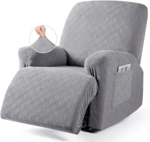 VANSOFY Recliner Chair Cover, 3-Pieces Stretch Recliner Covers for Recliner Chair Soft Reclining Chair Slipcover Furniture Protector for Dogs Cats(Light Gray)