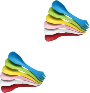 VANZACK 2sets Portable Cutlery Set Spoon Fork Lightweight Plastic Camping Tableware Ideal for Travel 10pcs*2 Random Color